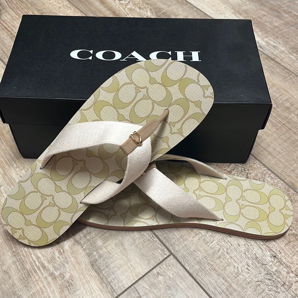 Coach Zoe Webbed Flip Flops